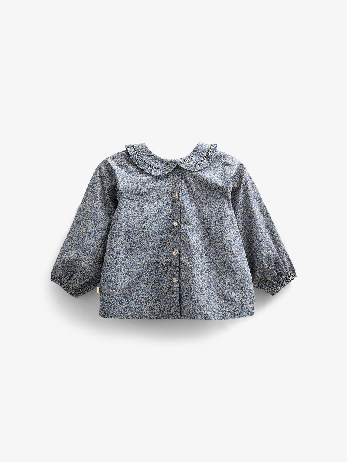 Bedruckte Popeline-Bluse mit Kragen aus Baumwolle - Kids - Blue | 100798 Allie