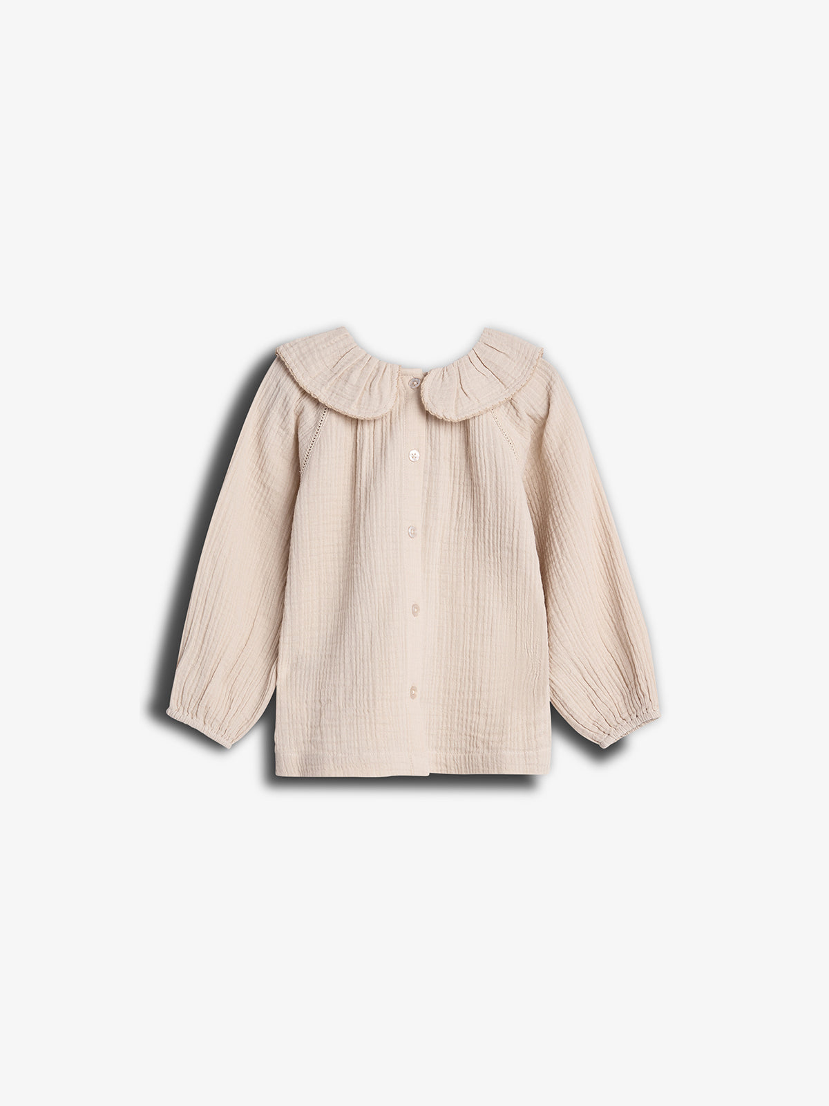 Musselin Kragenbluse mit Knopfleiste - Kids - Light Beige | 100237 Ella