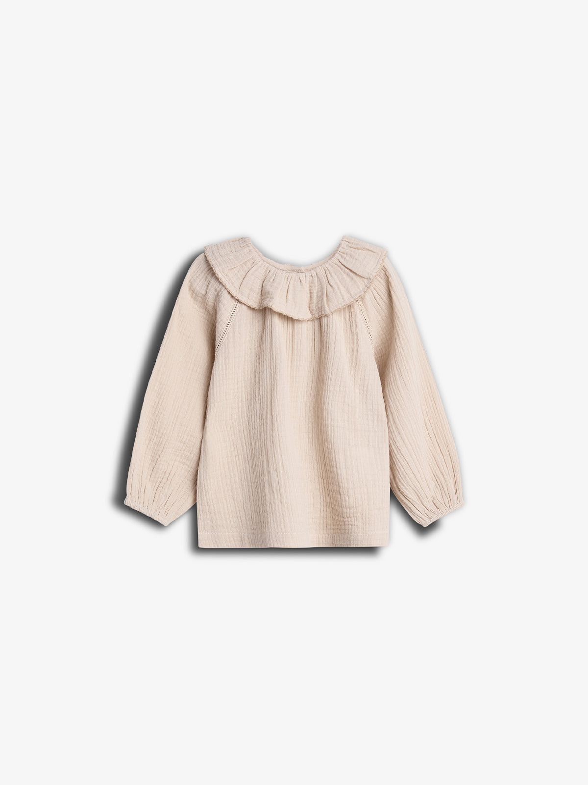 Musselin Kragenbluse mit Knopfleiste - Kids - Light Beige | 100237 Ella