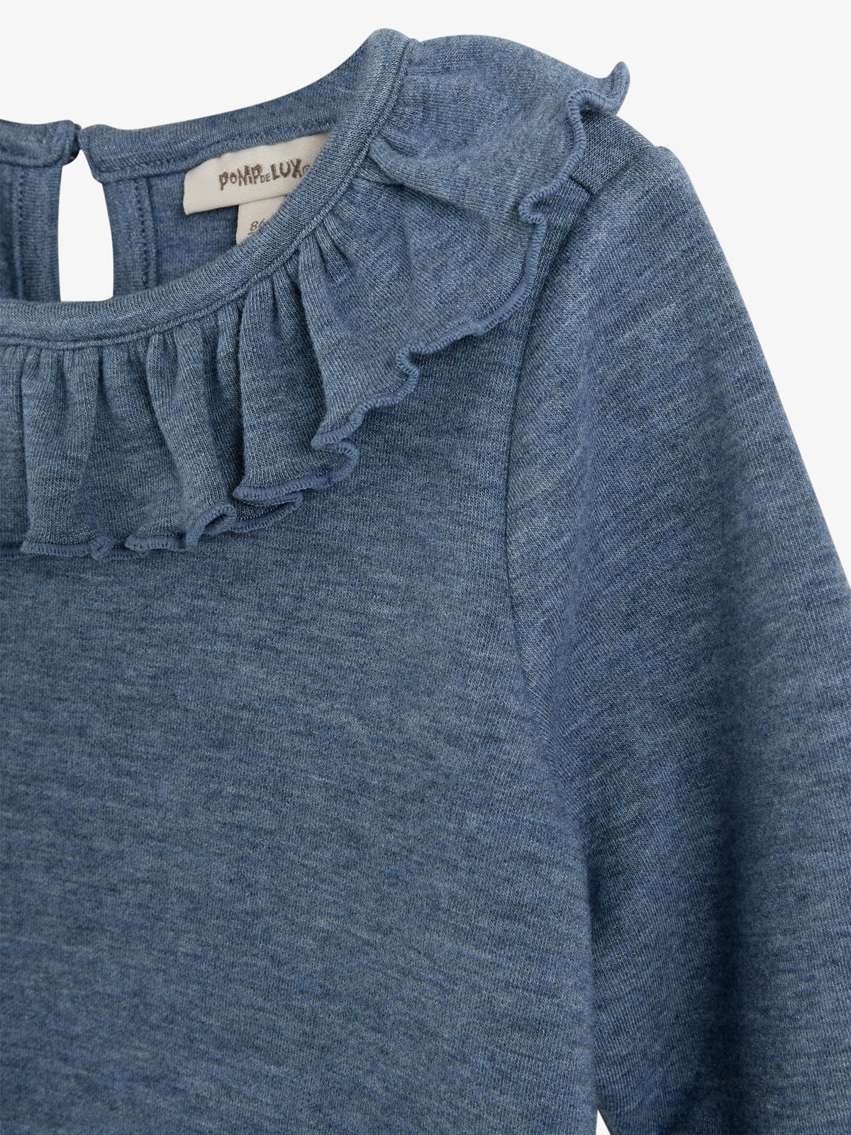 Bluse mit Pierrotkragen aus Plüsch-Jersey - Little - Blue Melange