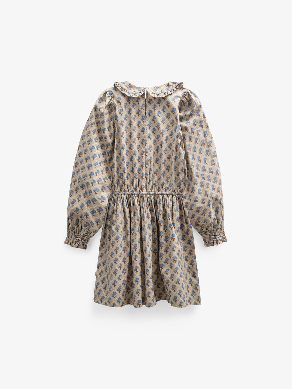Bedrucktes Kleid aus Baumwollpopeline mit Gummizug in der Taille - Tween - Caffe Latte w. Blue | 100801 Amine