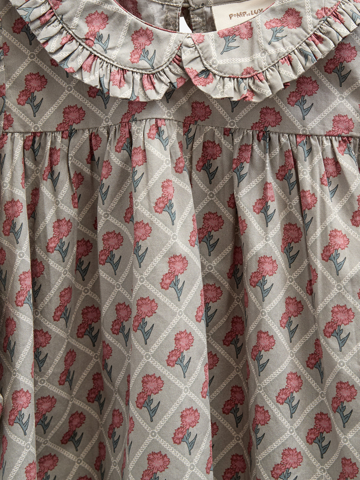 Bedrucktes Kleid aus Baumwollpopeline - Kids - Green w. Vintage Red | 100802 Amine