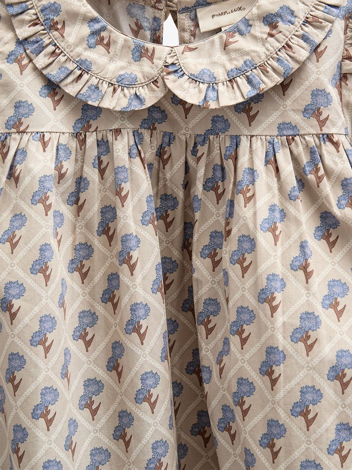 Bedrucktes Kleid aus Baumwollpopeline - Kids - Caffe Latte w. Blue | 100803 Amine