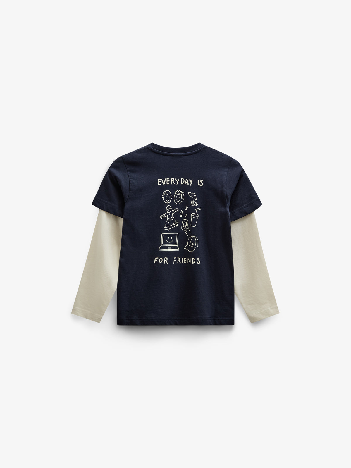 Boxy-T-Shirt mit zwei Ärmeln - Tween - Navy | 100837 Alex