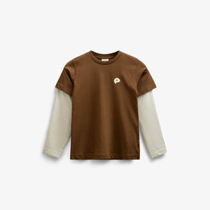 Boxy-T-Shirt mit zwei Ärmeln - Tween - Coffee | 100839 Alex