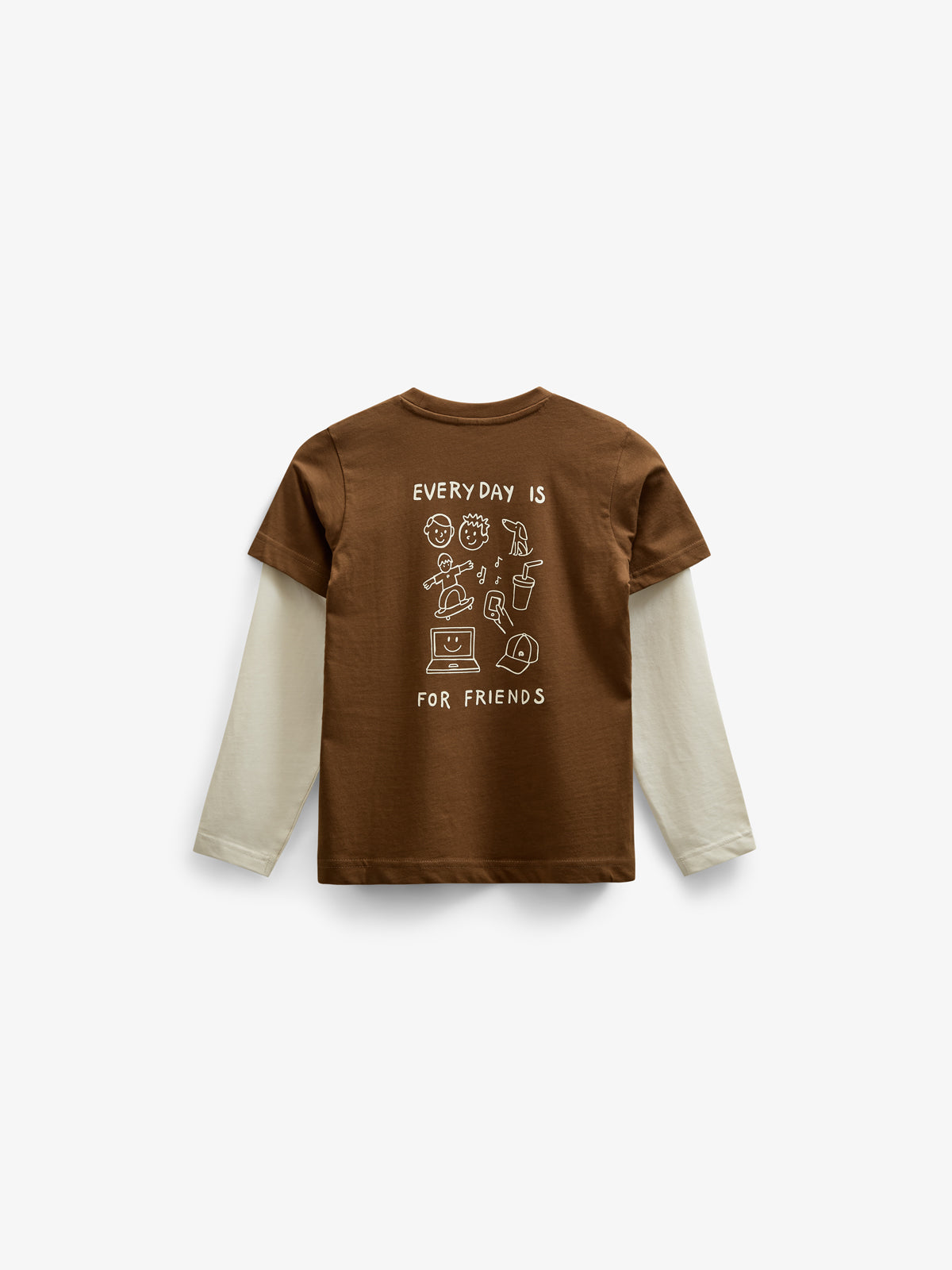 Boxy-T-Shirt mit zwei Ärmeln - Tween - Coffee | 100839 Alex