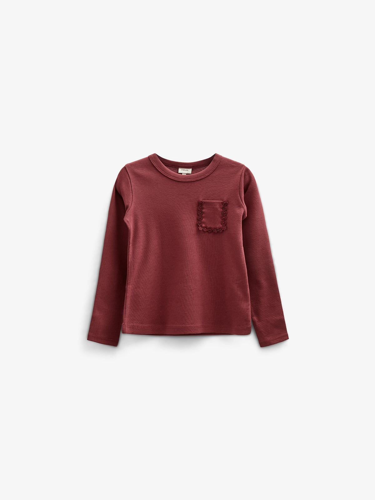 Langarm-T-Shirt mit Brusttasche - Kids - Burgundy | 100868 Sienna