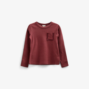 Langarm-T-Shirt mit Brusttasche - Tween - Burgundy | 100869 Sienna