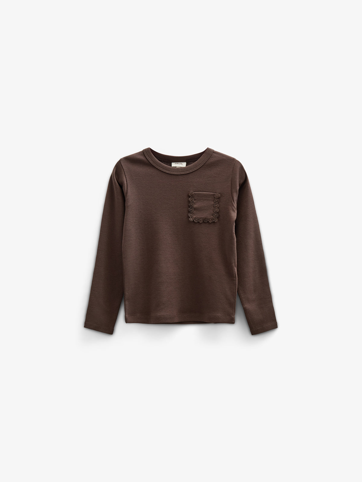 Langarm-T-Shirt mit Brusttasche - Kids - Chocolate | 100870 Sienna