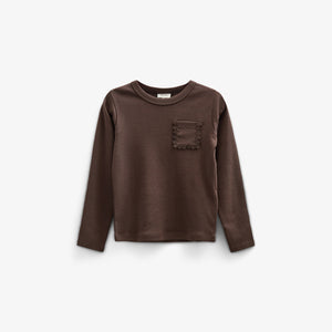 Langarm-T-Shirt mit Brusttasche - Tween - Chocolate | 100871 Sienna