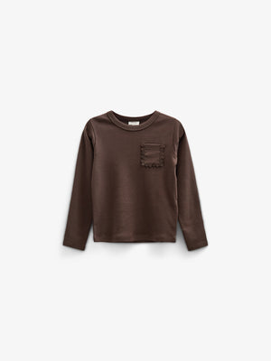 Langarm-T-Shirt mit Brusttasche - Tween - Chocolate | 100871 Sienna