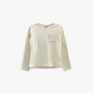 Langarm-T-Shirt mit Brusttasche - Kids - Off White | 100872 Sienna