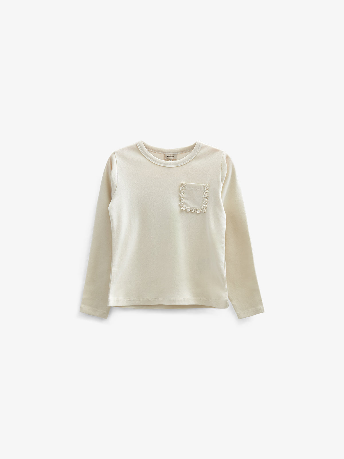 Langarm-T-Shirt mit Brusttasche - Kids - Off White | 100872 Sienna