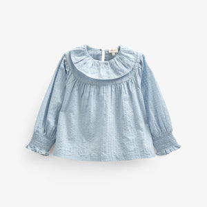 Baumwollbluse mit Kragen - Kids - Light Blue | 100885 Claire