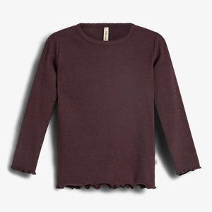 Basic Modal-T-Shirt mit langen Ärmeln und Rippe - Little - Dark Purple