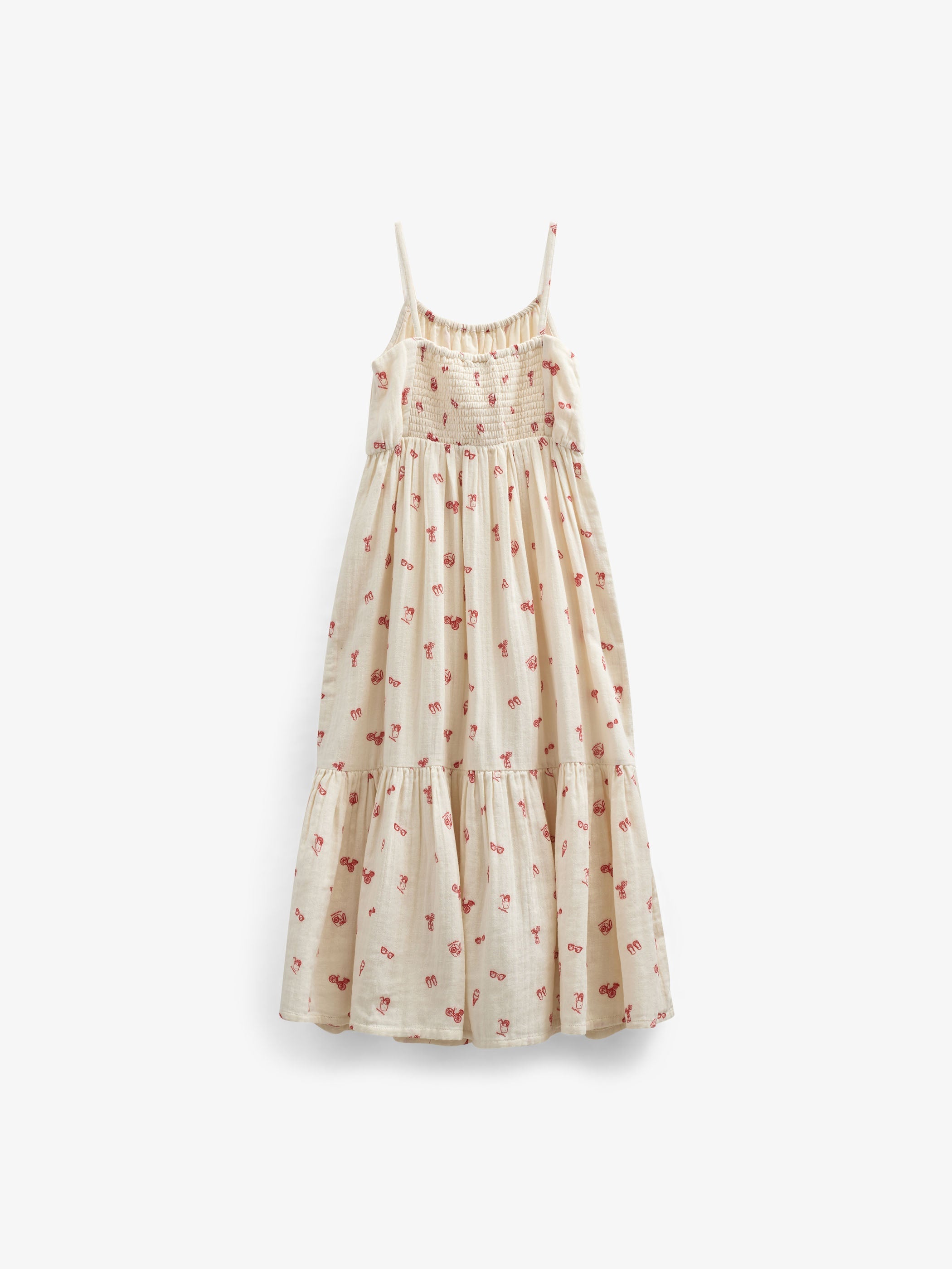 Bedrucktes Gaze-Midi-Trägerkleid - Tween - Offwhite/Cherry Red | 100974 Fiona