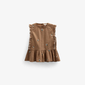 Besticktes Seersucker-Top - Kids - Coconut | 100982 Nora