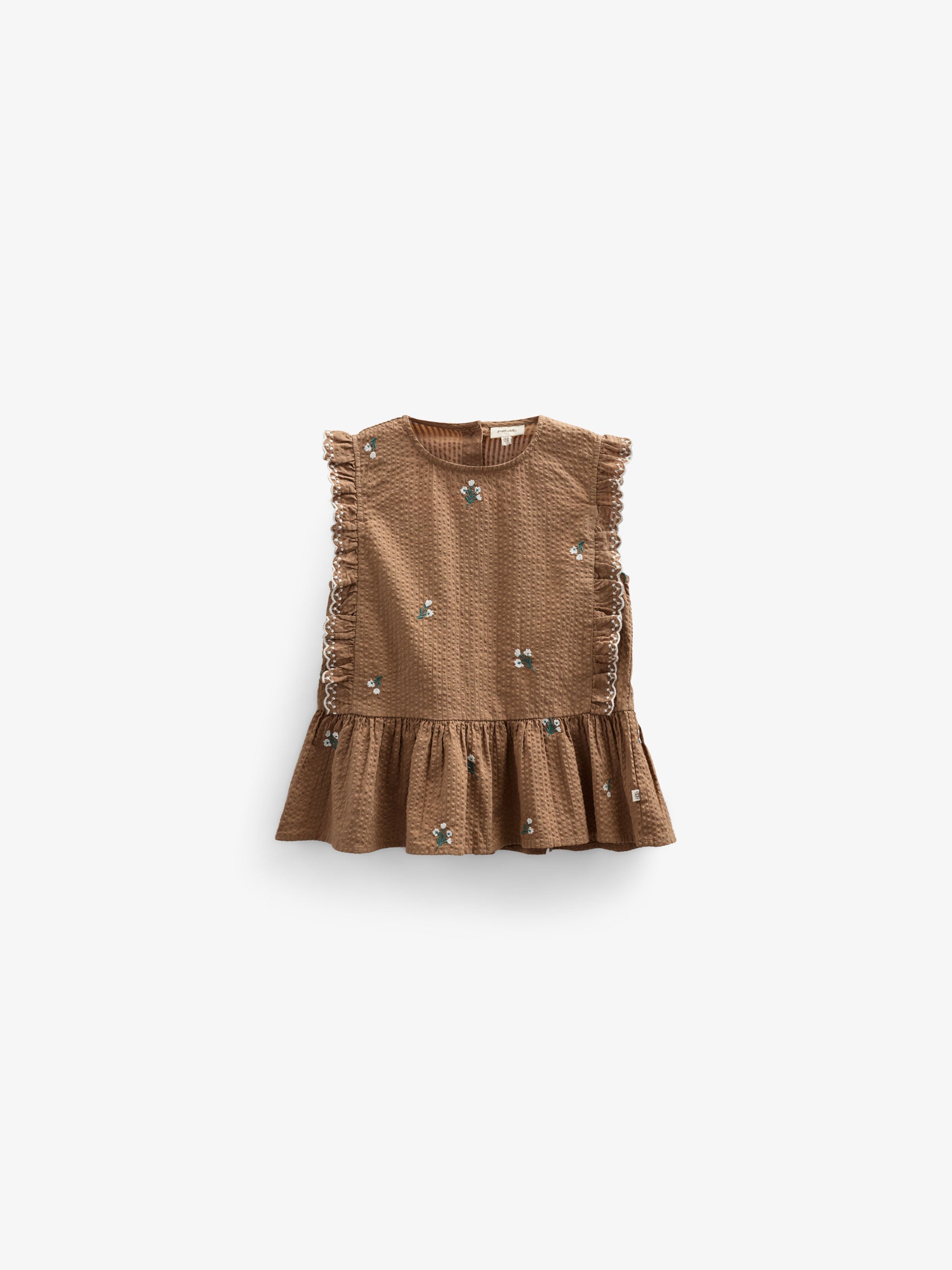 Besticktes Seersucker-Top - Kids - Coconut | 100982 Nora