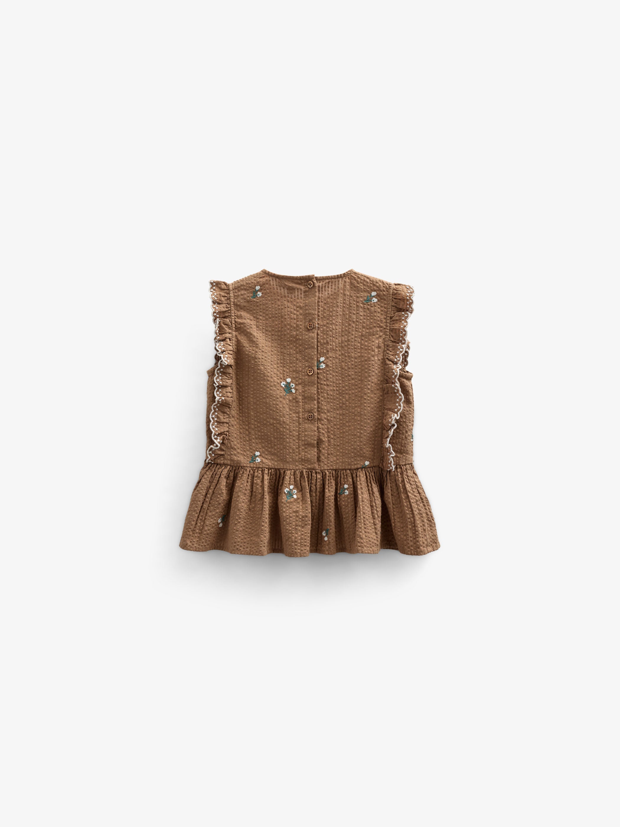Besticktes Seersucker-Top - Kids - Coconut | 100982 Nora