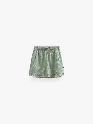 Bestickte Seersucker-Shorts - Tween - Dusty Green | 100985 Nora