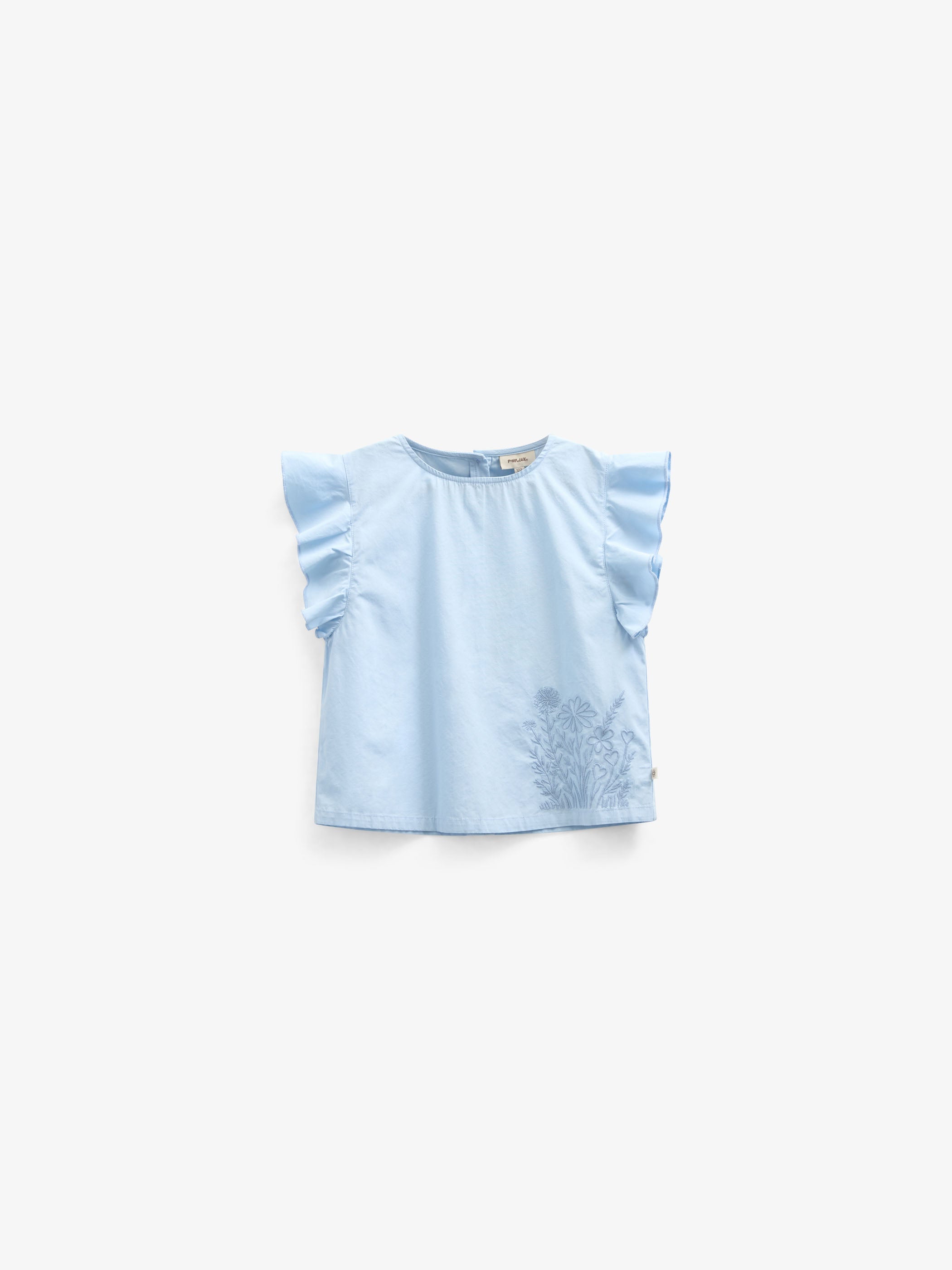 Popelinebluse mit Stickerei - Kids - Powder Blue | 101042 Barbara