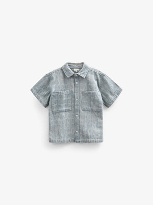 Jacquard-Denim-Kurzarmhemdjacke - Kids - Blue Denim | 101060 Kyle