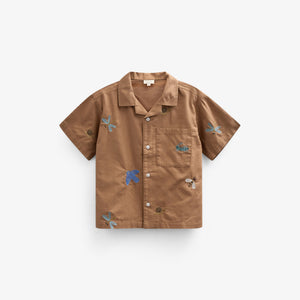 Besticktes Kurzarm-Baumwollhemd - Kids - Coconut | 101062 Erik