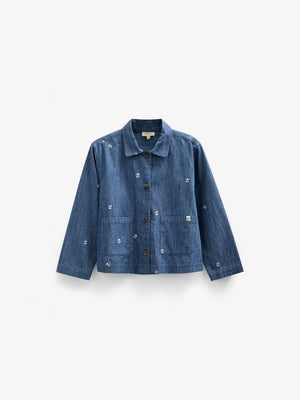 Bestickte Leichte Denim-Hemdenjacke - Kids - Blue Denim | 101051 Isabella