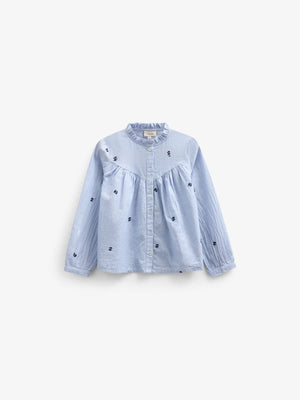 Embroidered Chambrey Shirt - Kids - Light Blue | 101058 Rose