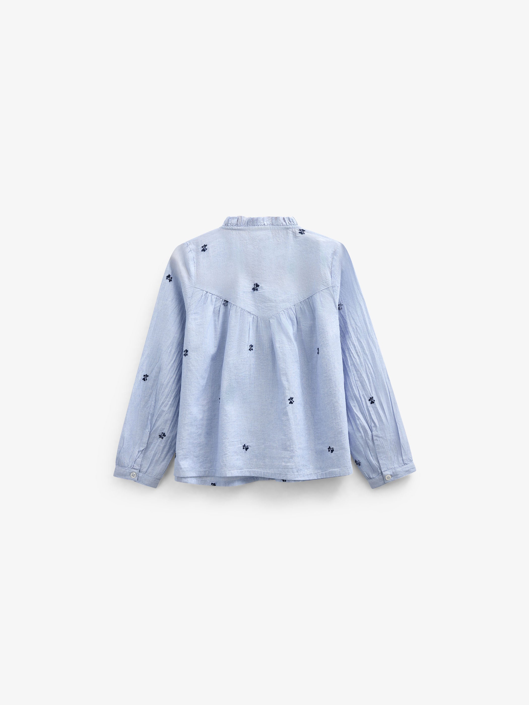 Embroidered Chambrey Shirt - Kids - Light Blue | 101058 Rose