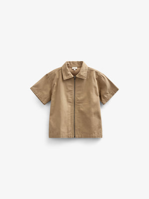 Canvas-Hemdjacke mit Reißverschluss - Kids - Khaki | 101124 Isack