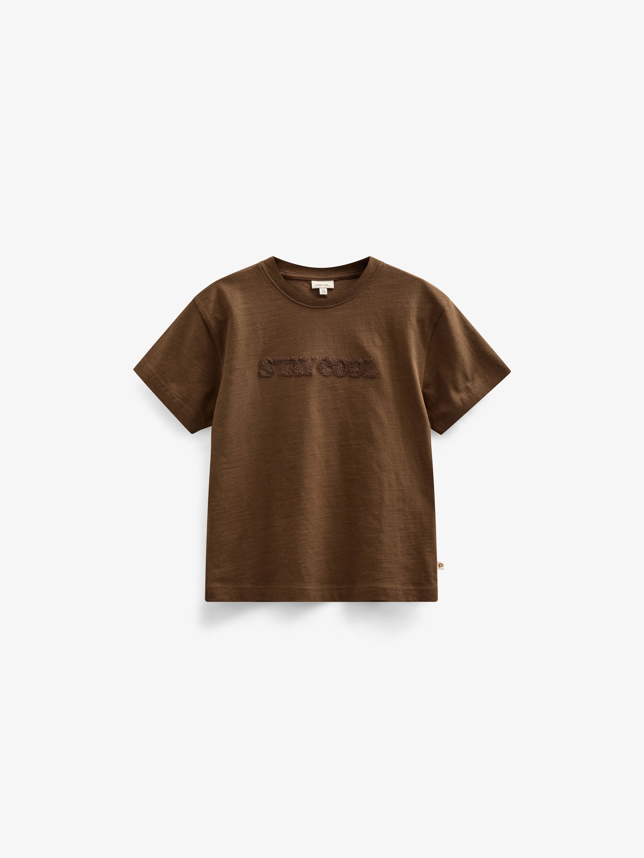 Slub-Jersey Stickerei T-Shirt - Kids - Dark Brown | 101157 Villum