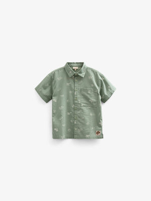 Bedrucktes Leinenmix Hemd - Kids - Dusty Green | 101165 William
