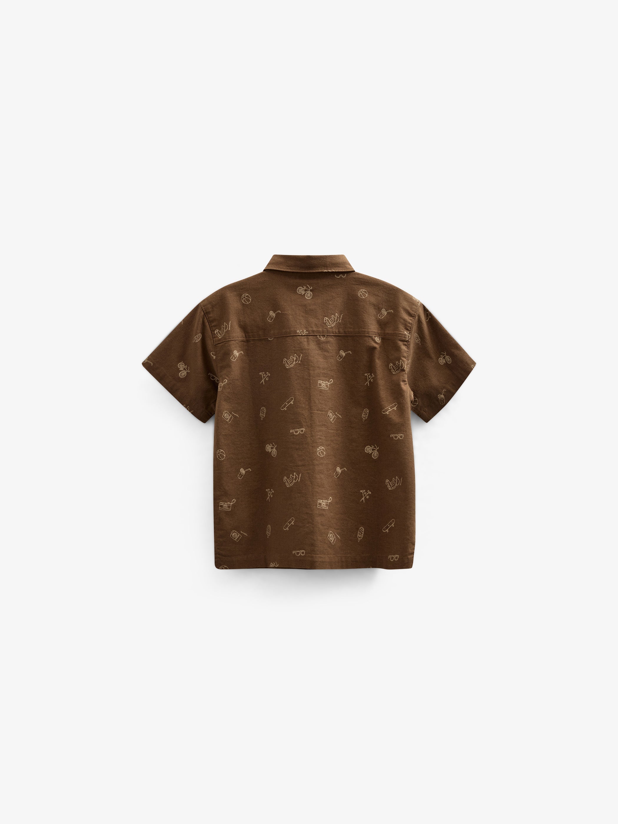 Bedrucktes Leinenmix Hemd - Tween - Dark Brown | 101168 William
