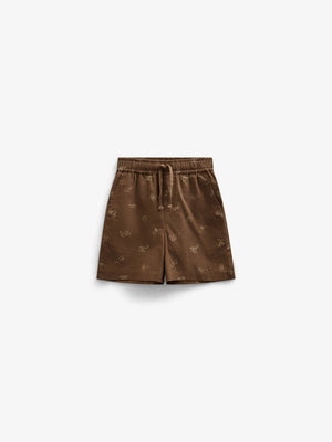 Bedruckte Leinenmix Shorts - Tween - Dark Brown | 101172 William