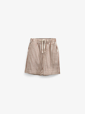Gestreifte Seersucker-Shorts - Kids - Brown | 101187 Frank