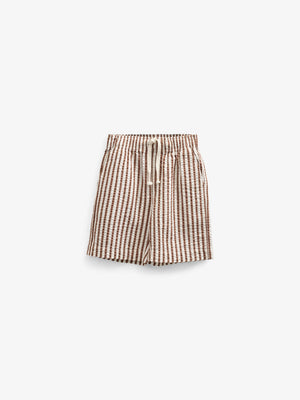 Gestreifte Seersucker-Shorts - Tween - Brown | 101188 Frank