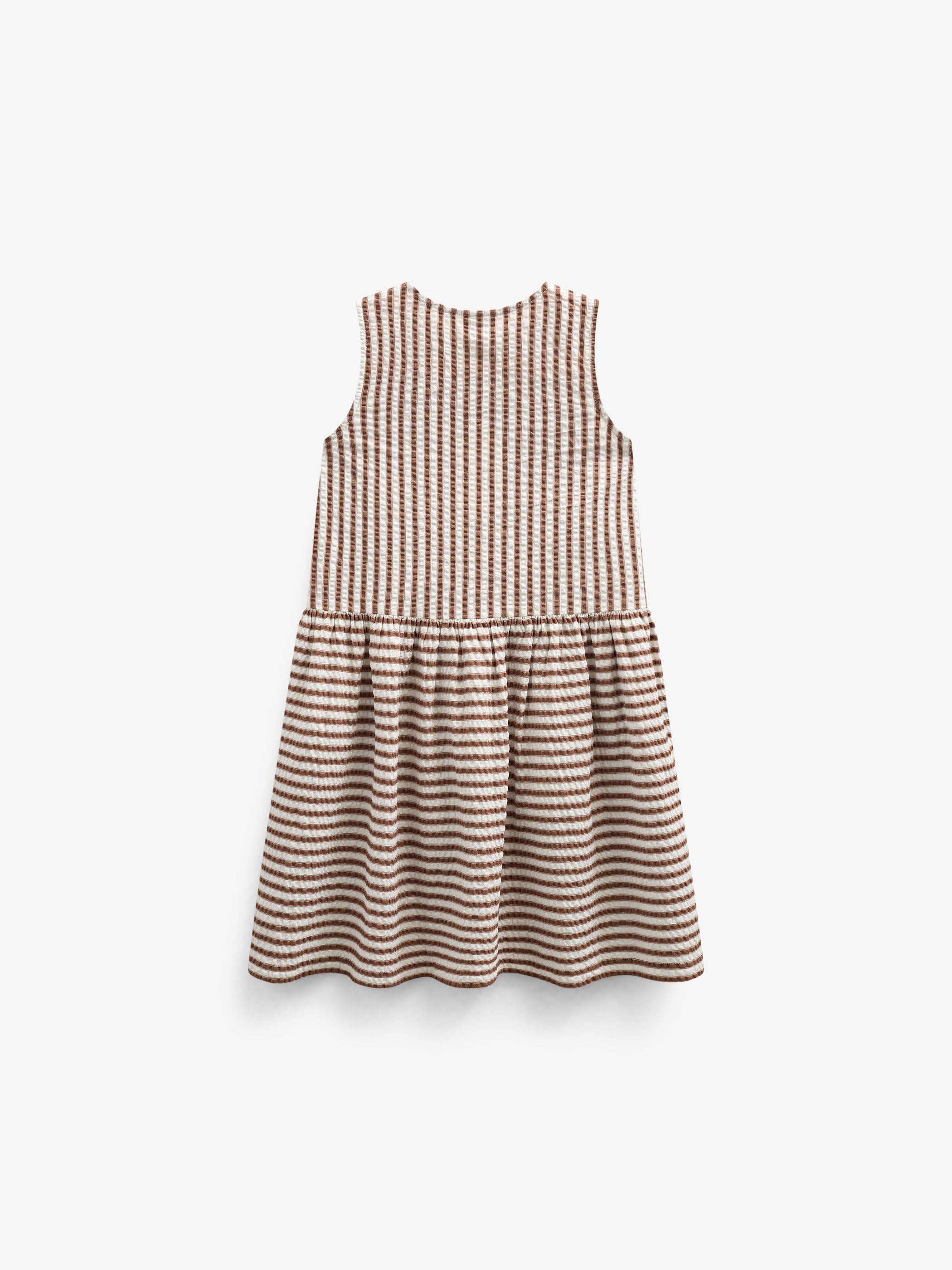 Gestreiftes Seersucker-Kleid - Kids - Brown | 101195 Nadia