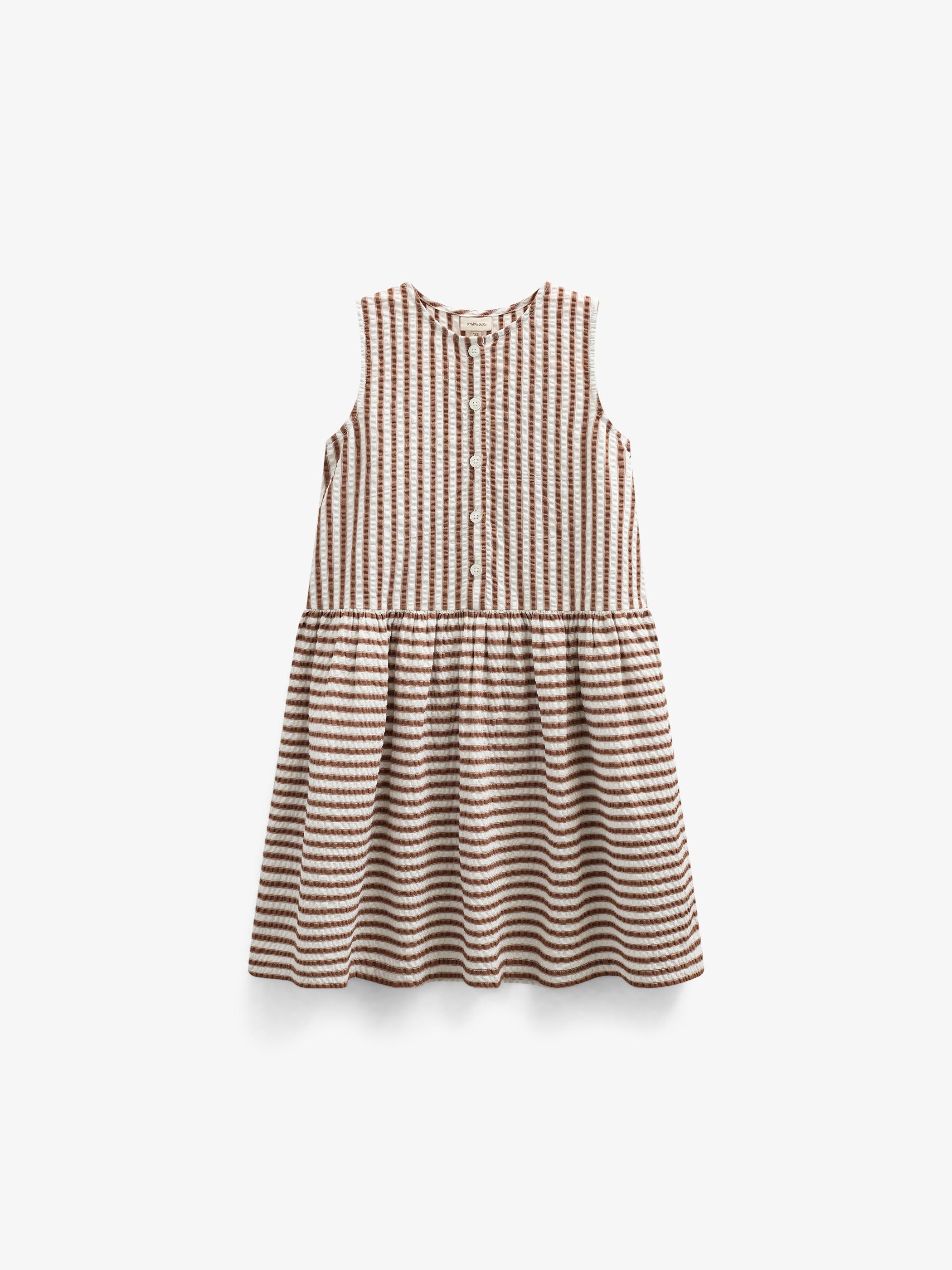 Gestreiftes Seersucker-Kleid - Tween - Brown | 101196 Nadia