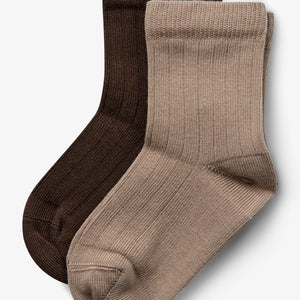 Socken 2er-Pack - Little - Dark Earth/Dark Beige