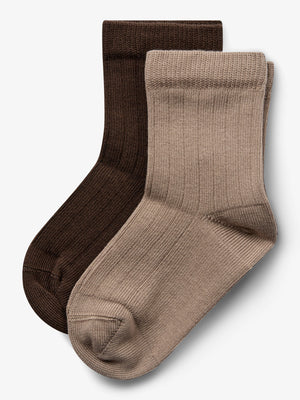 Socken 2er-Pack - Little - Dark Earth/Dark Beige