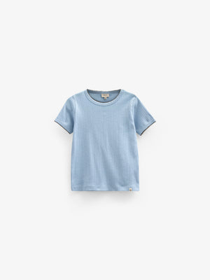 Pointelle T-Shirt mit Kontrast-Picot - Kids - Powder Blue | 101285 Drew