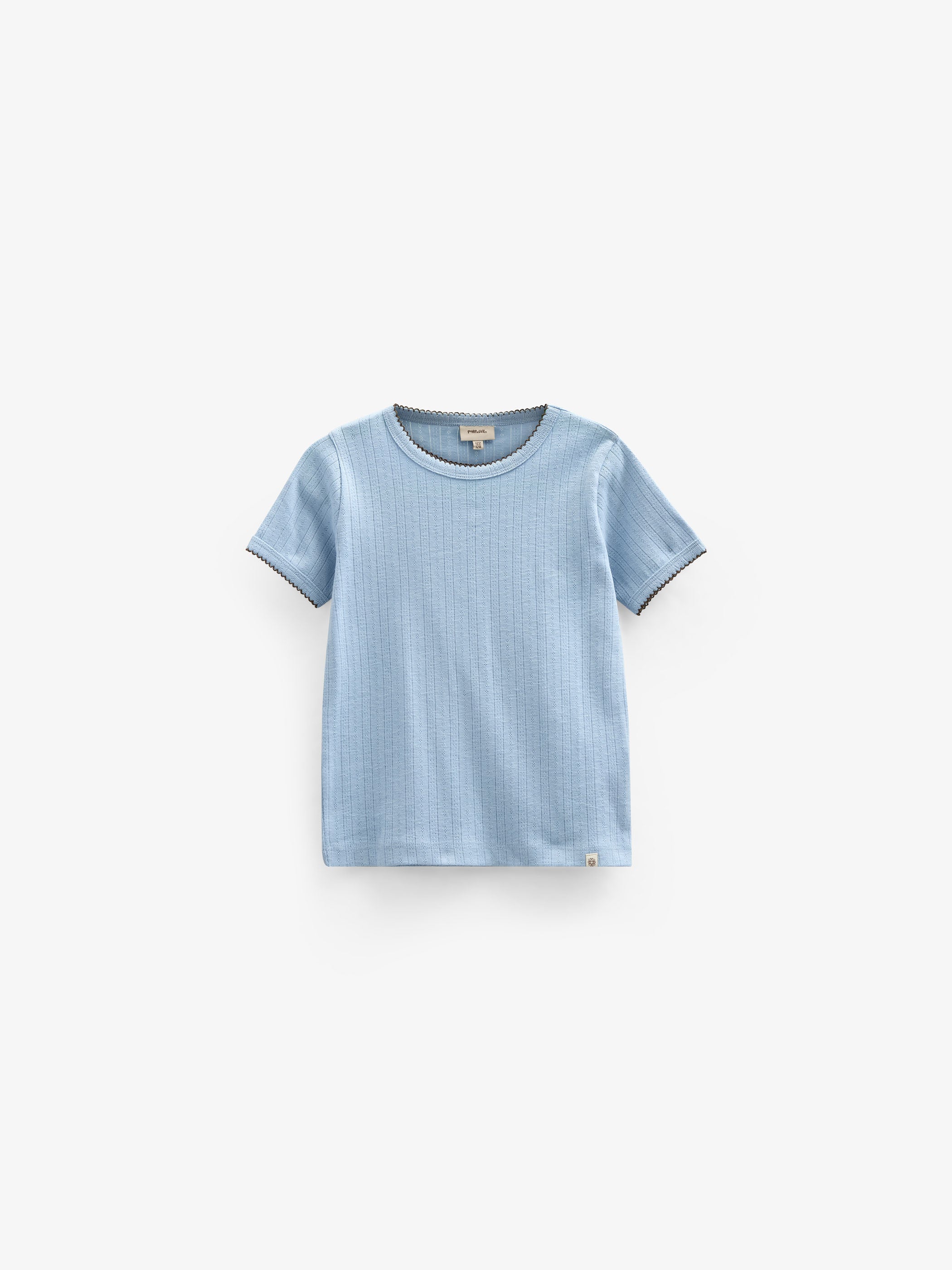 Pointelle T-Shirt mit Kontrast-Picot - Kids - Powder Blue | 101285 Drew