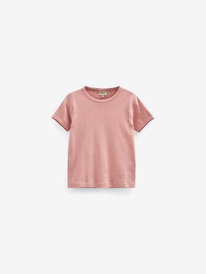 Pointelle T-Shirt mit Kontrast-Picot - Kids - Rose Tan | 101287 Drew