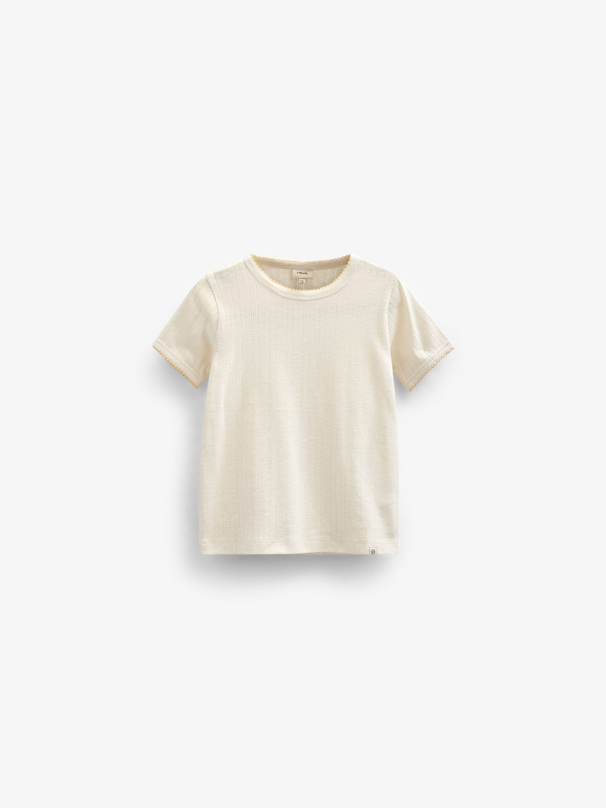 Pointelle T-Shirt mit Kontrast-Picot - Kids - Off White | 101289 Drew