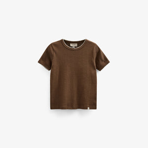 Pointelle T-Shirt mit Kontrast-Picot - Kids - Dark Brown | 101291 Drew