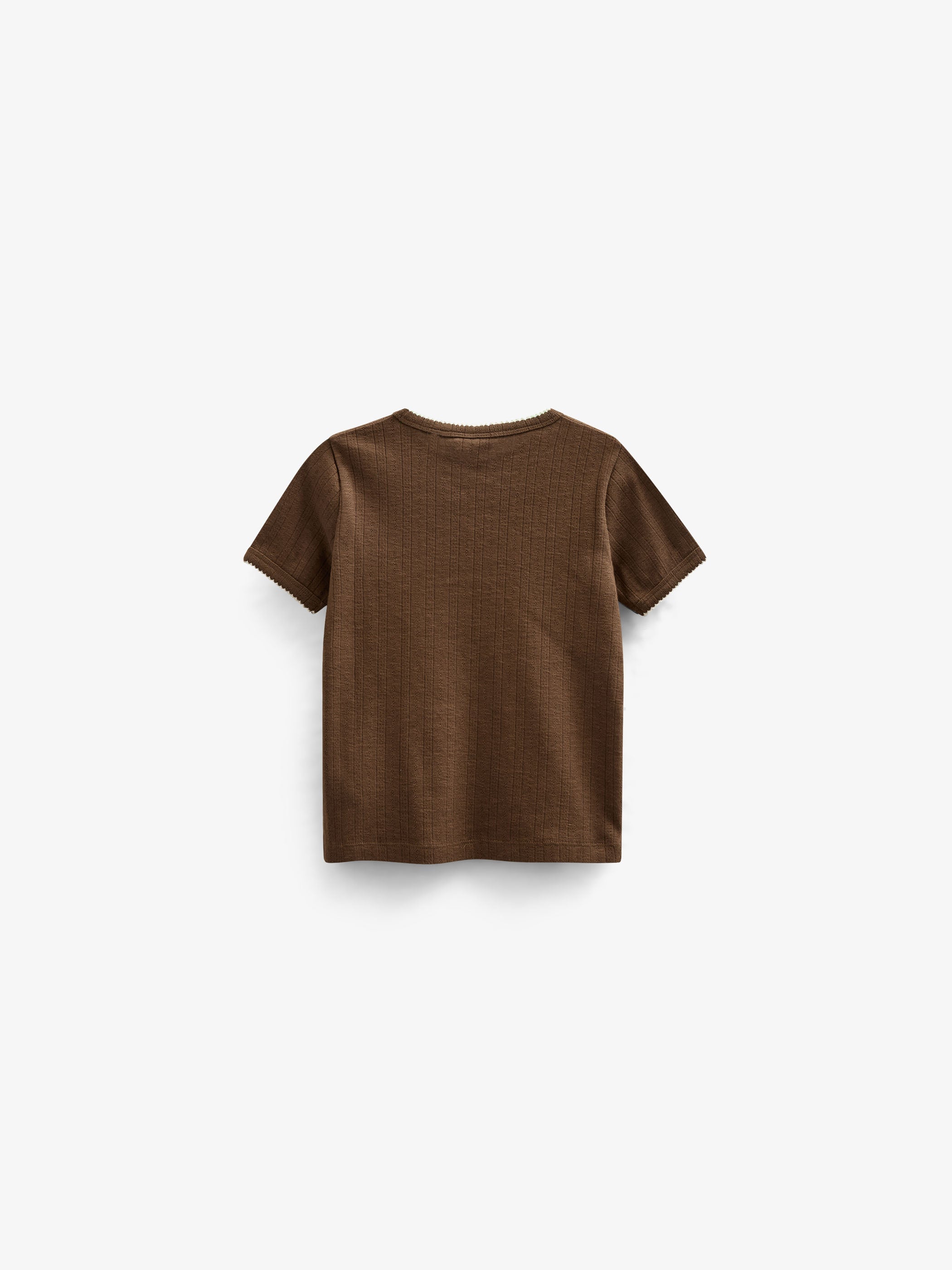 Pointelle T-Shirt mit Kontrast-Picot - Kids - Dark Brown | 101291 Drew