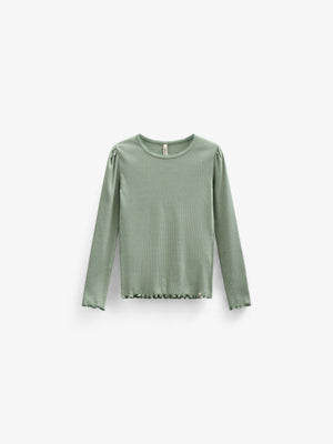 Langärmeliges T-Shirt aus Modalripp - Kids - Dusty Green | 101310 Lottie