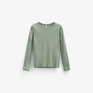 Langärmeliges T-Shirt aus Modalripp - Tween - Dusty Green | 101311 Lottie