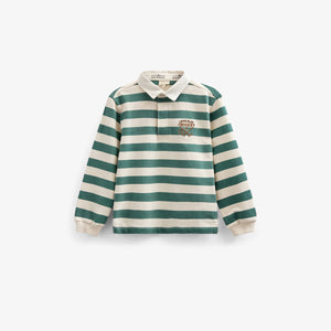 Gestreiftes Polo-Sweatshirt - Kids - Tropical Green/Offwhite | 101340 Marco